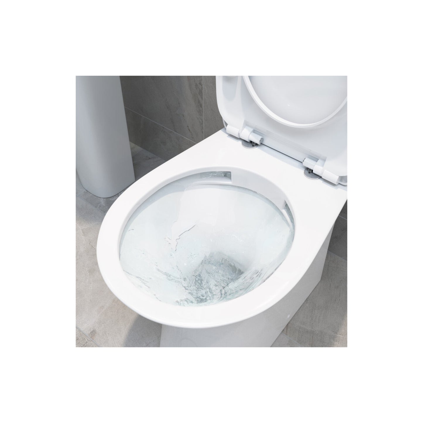 Sanja Rimless Close Coupled Open Back WC & Soft Close Seat