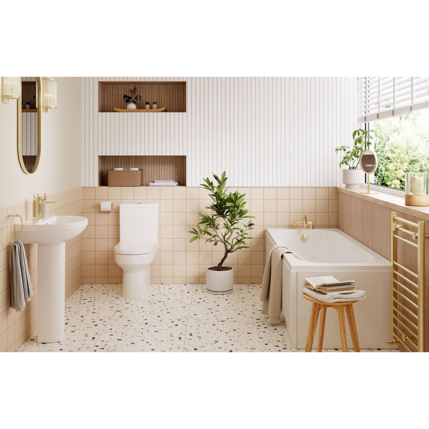Lani Rimless Close Coupled Open Back Comfort Height WC & Soft Close Seat