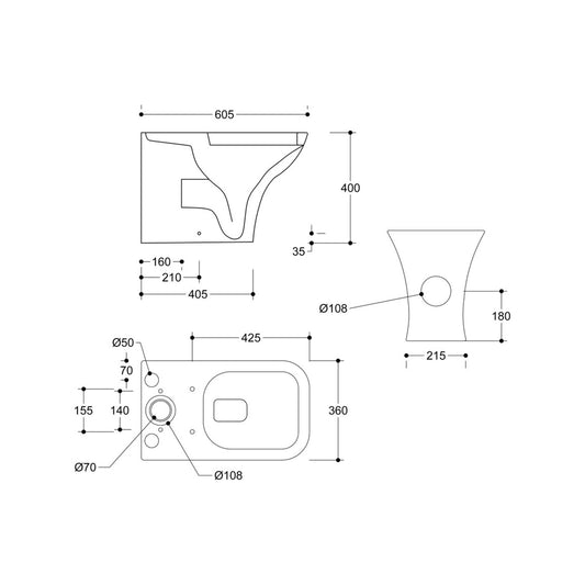 Calmea Short Projection Close Coupled Fully Shrouded WC & Wrapover Soft Close Seat