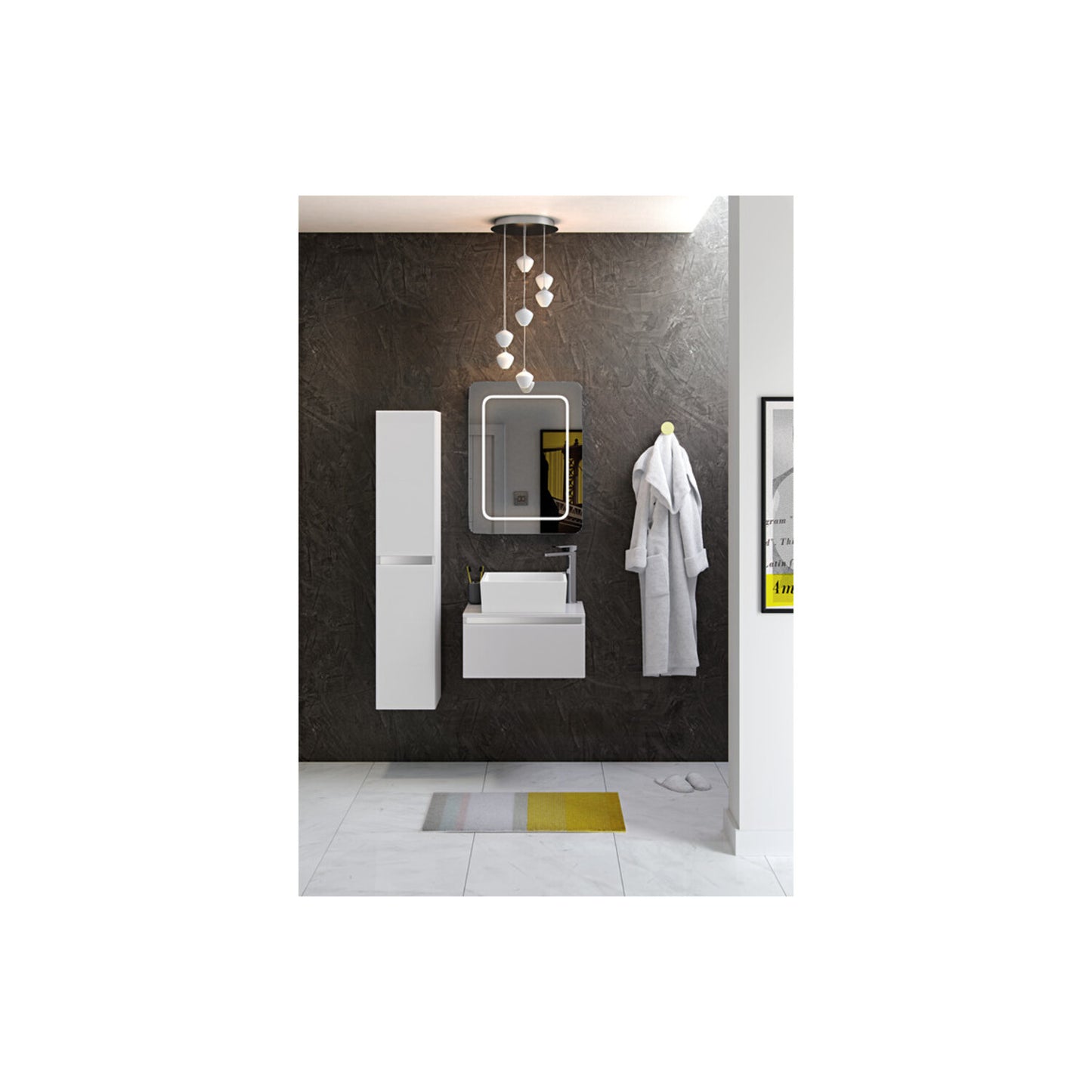 Halona 800mm 1 Drawer Wall Hung Basin Unit (No Top) - White Gloss