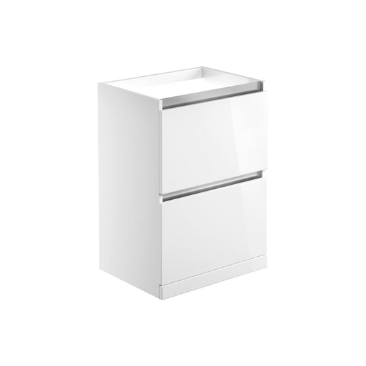 Halona 600mm 2 Drawer Floor Standing Basin Unit (No Top) - White Gloss