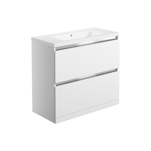 Halona 815mm 2 Drawer Floor Standing Basin Unit Inc. Basin - White Gloss