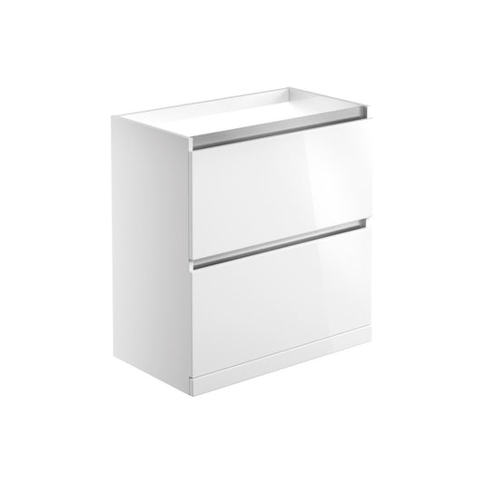Halona 800mm 2 Drawer Floor Standing Basin Unit (No Top) - White Gloss