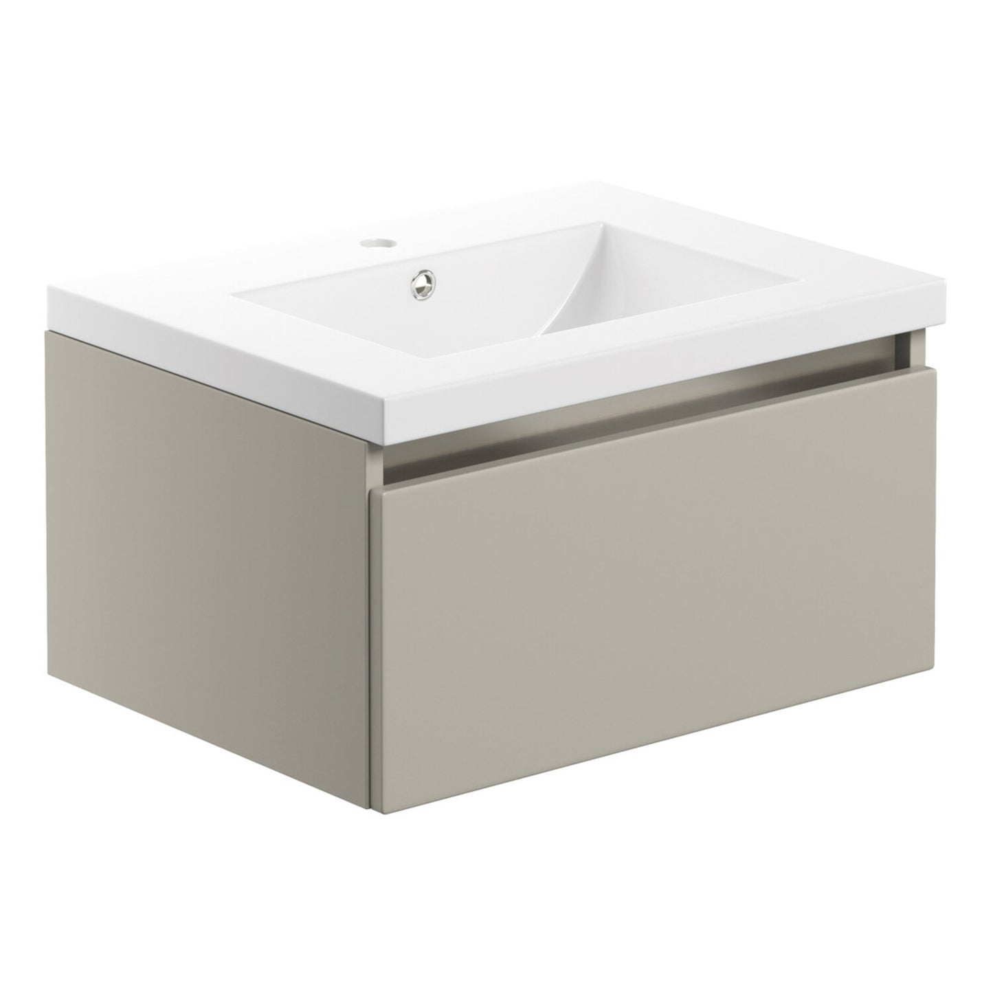 Halona 615mm 1 Drawer Wall Hung Basin Unit Inc. Basin - Matt Latte