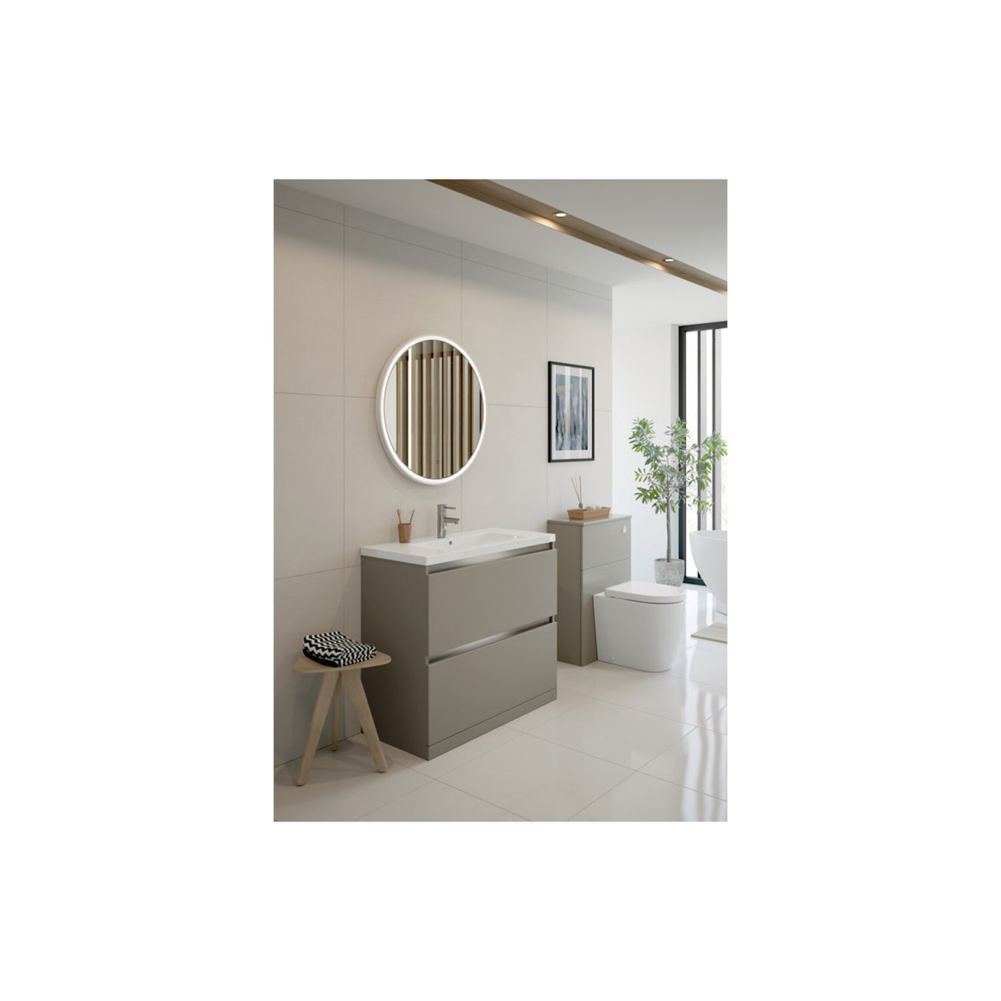 Halona 800mm 1 Drawer Wall Hung Basin Unit (No Top) - Matt Latte