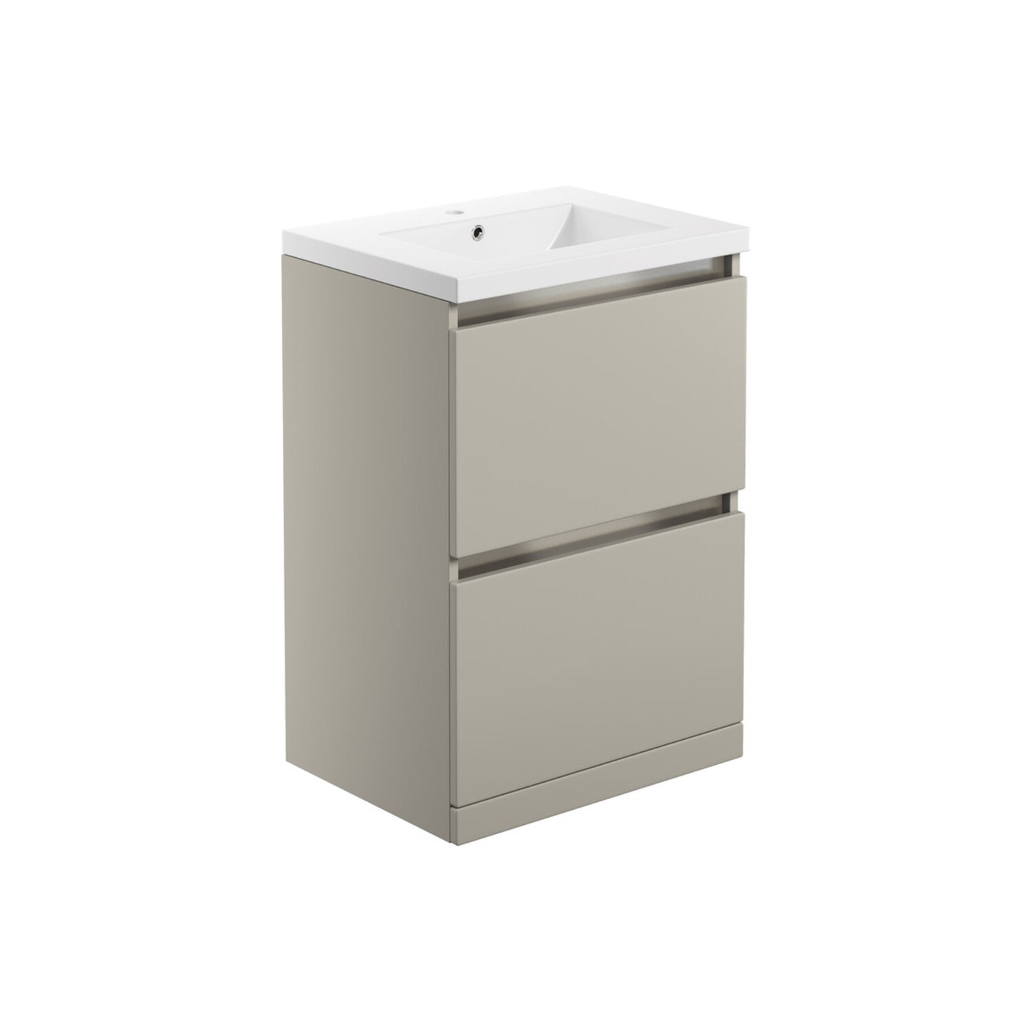 Halona 615mm 2 Drawer Floor Standing Basin Unit Inc. Basin - Matt Latte