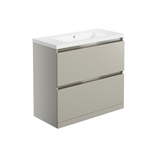 Halona 815mm 2 Drawer Floor Standing Basin Unit Inc. Basin - Matt Latte