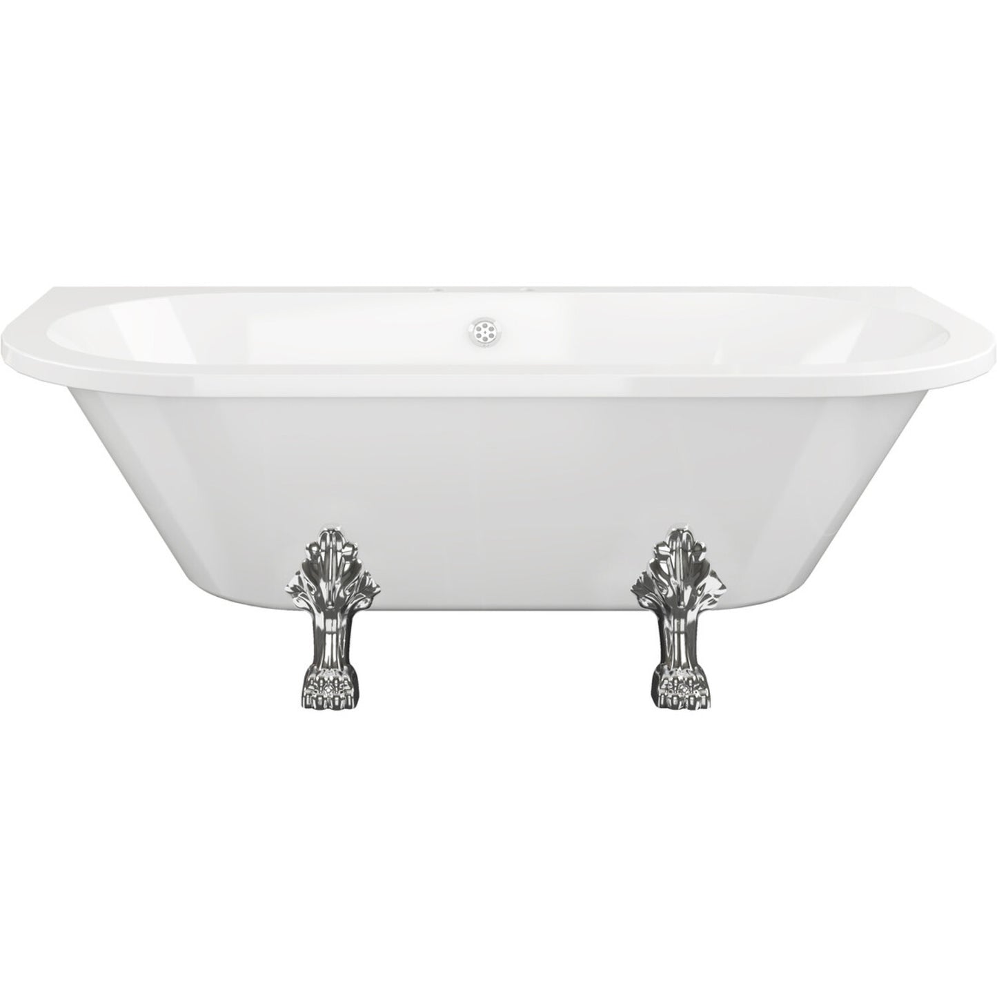 Kireya Freestanding Back To Wall 1700x800x600mm 2 Tap Hole Bath w/Feet - White