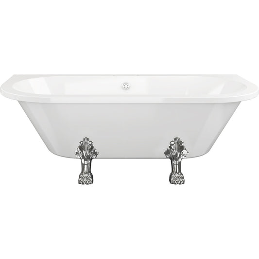 Kireya Freestanding Back To Wall 1700x800x600mm 2 Tap Hole Bath w/Feet - White