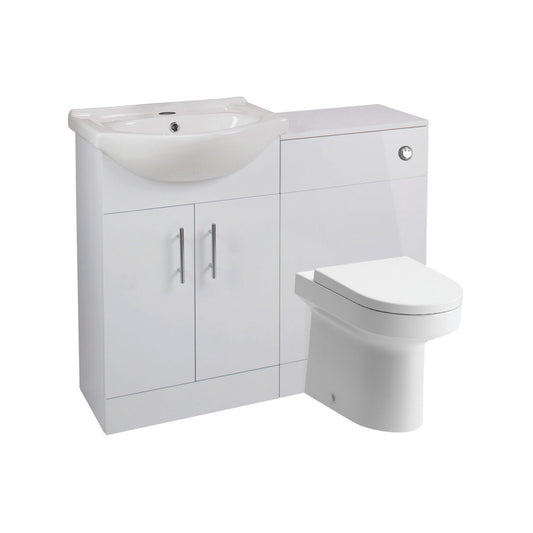 Yuna 560mm Basin Unit & WC Unit Pack - White Gloss