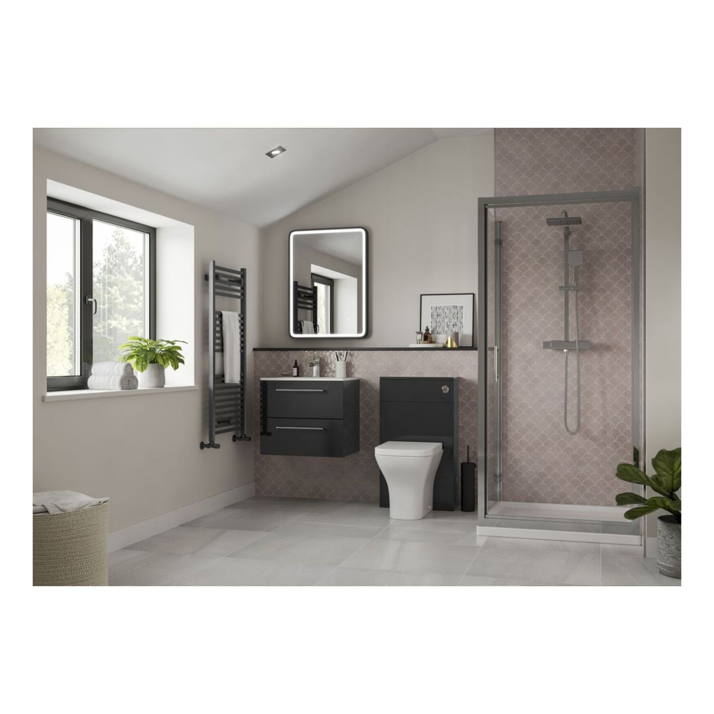 Zenari 350mm Floor Standing 2 Door Tall Unit - Anthracite Gloss