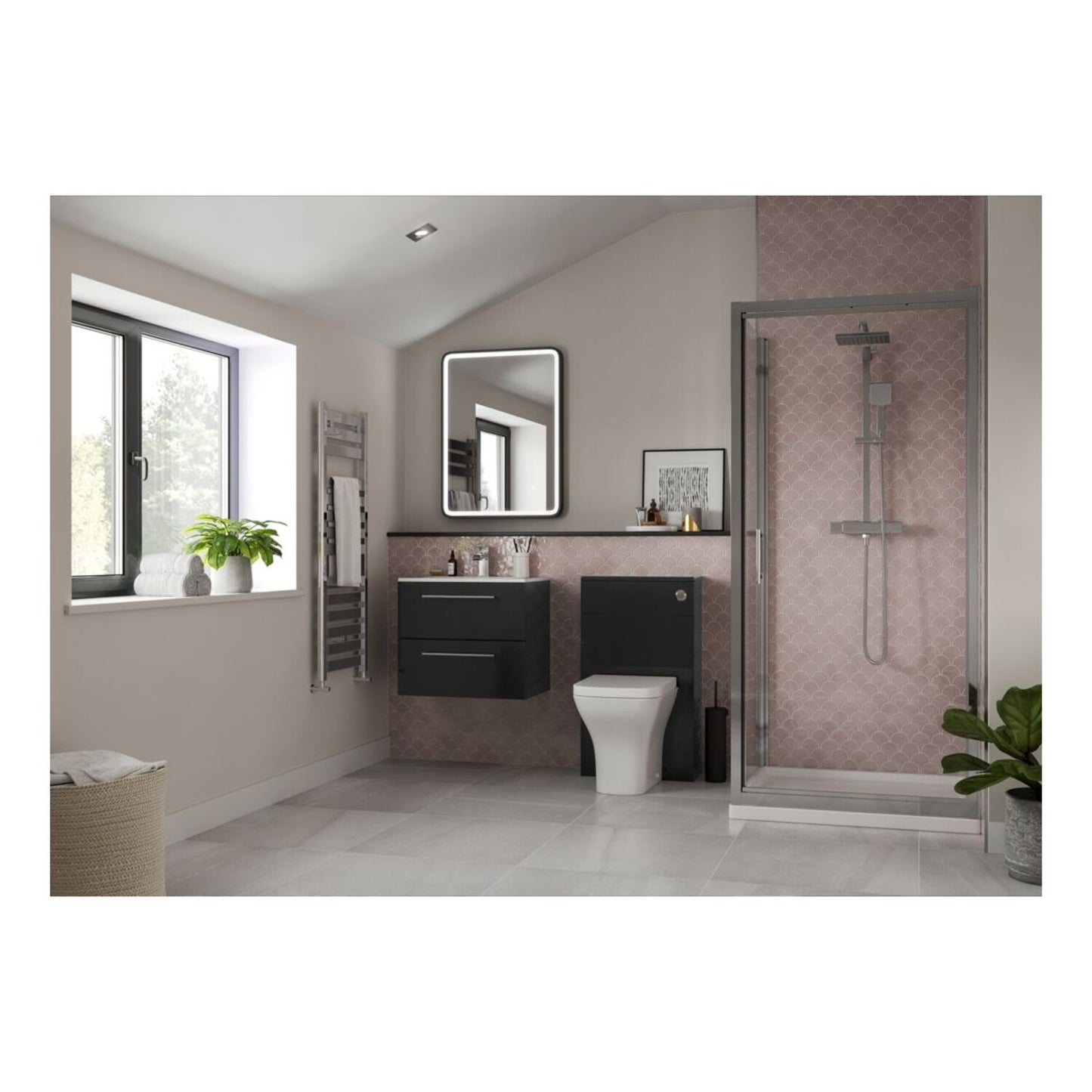 Zenari 350mm Floor Standing 2 Door Tall Unit - Anthracite Gloss