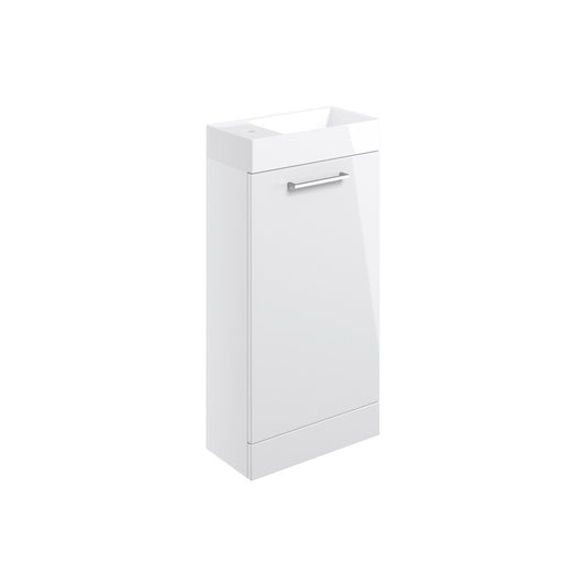 Zenari 410mm Floor Standing 1 Door Basin Unit & 1 Tap Hole Basin - White Gloss