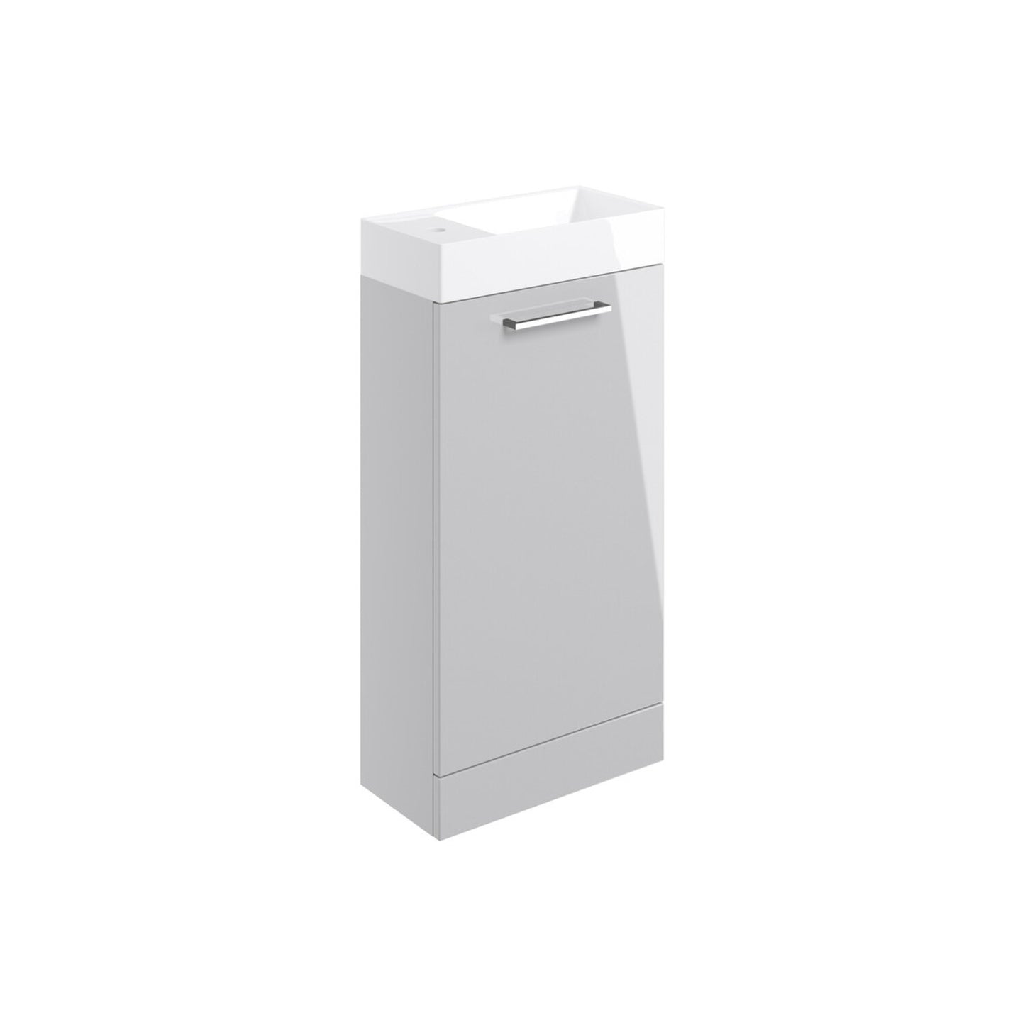 Zenari 410mm Floor Standing 1 Door Basin Unit & 1 Tap Hole Basin - Grey Gloss