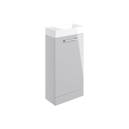 Zenari 410mm Floor Standing 1 Door Basin Unit & 1 Tap Hole Basin - Grey Gloss