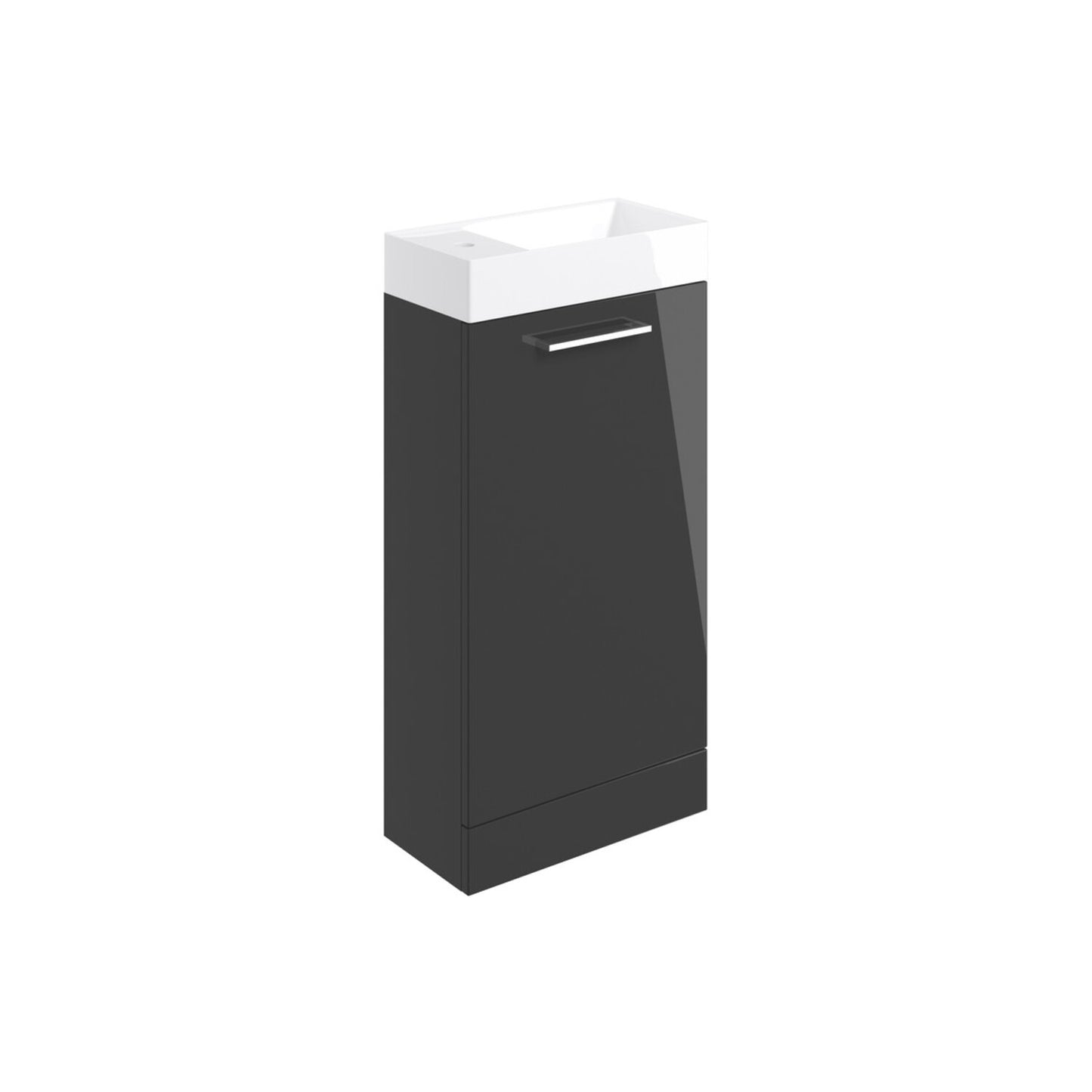 Zenari 410mm Floor Standing 1 Door Basin Unit & 1 Tap Hole Basin - Anthracite Gloss