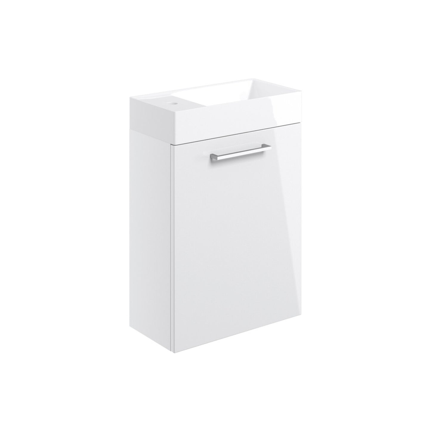 Zenari 410mm Wall Hung 1 Door Basin Unit & 1 Tap Hole Basin - White Gloss