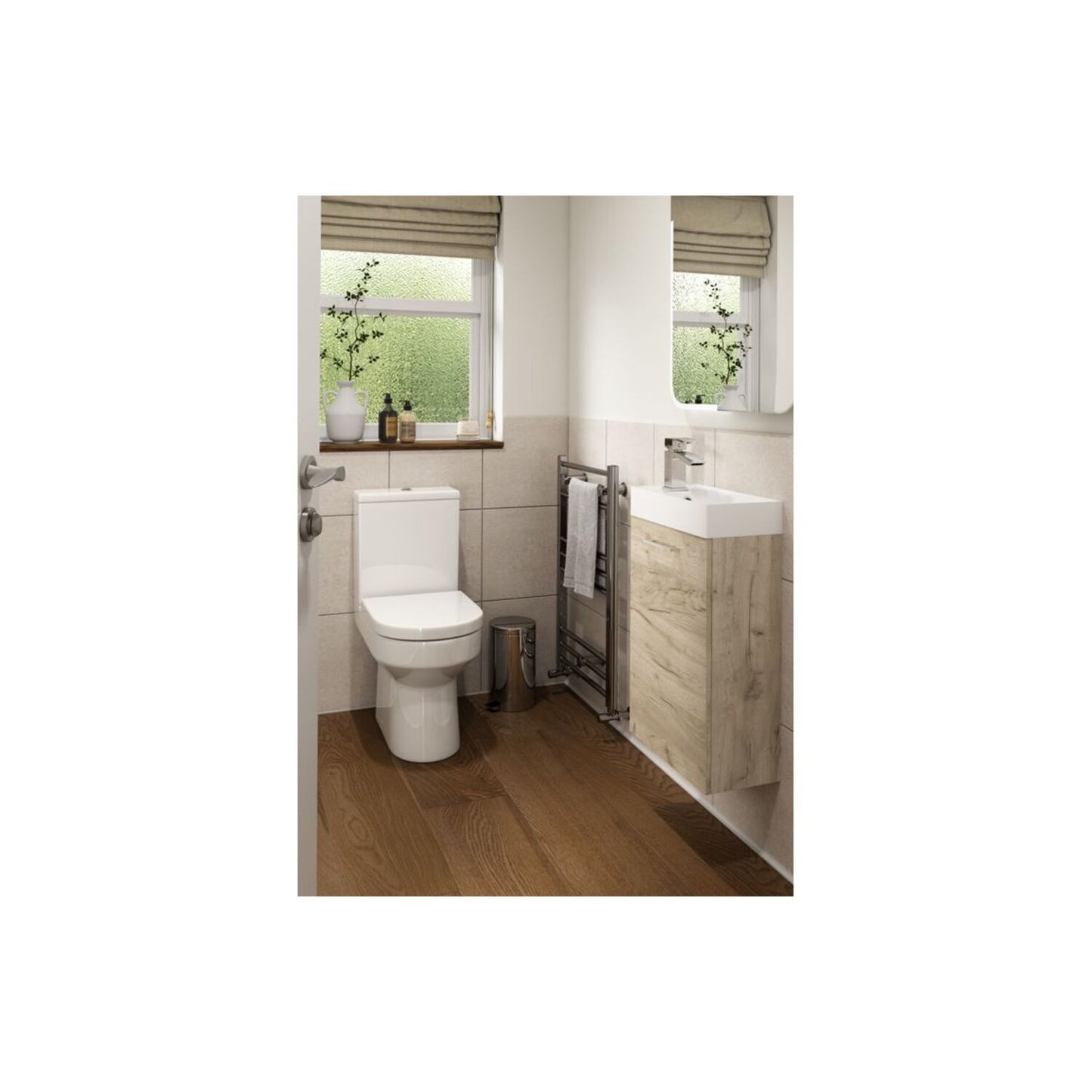 Zenari 410mm Wall Hung 1 Door Basin Unit & 1 Tap Hole Basin - Grey Gloss