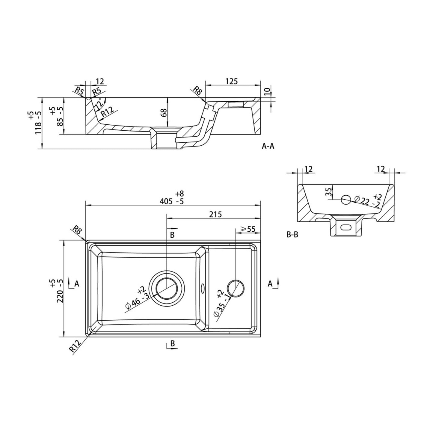 Zenari 410mm Wall Hung 1 Door Basin Unit & 1 Tap Hole Basin - Grey Gloss