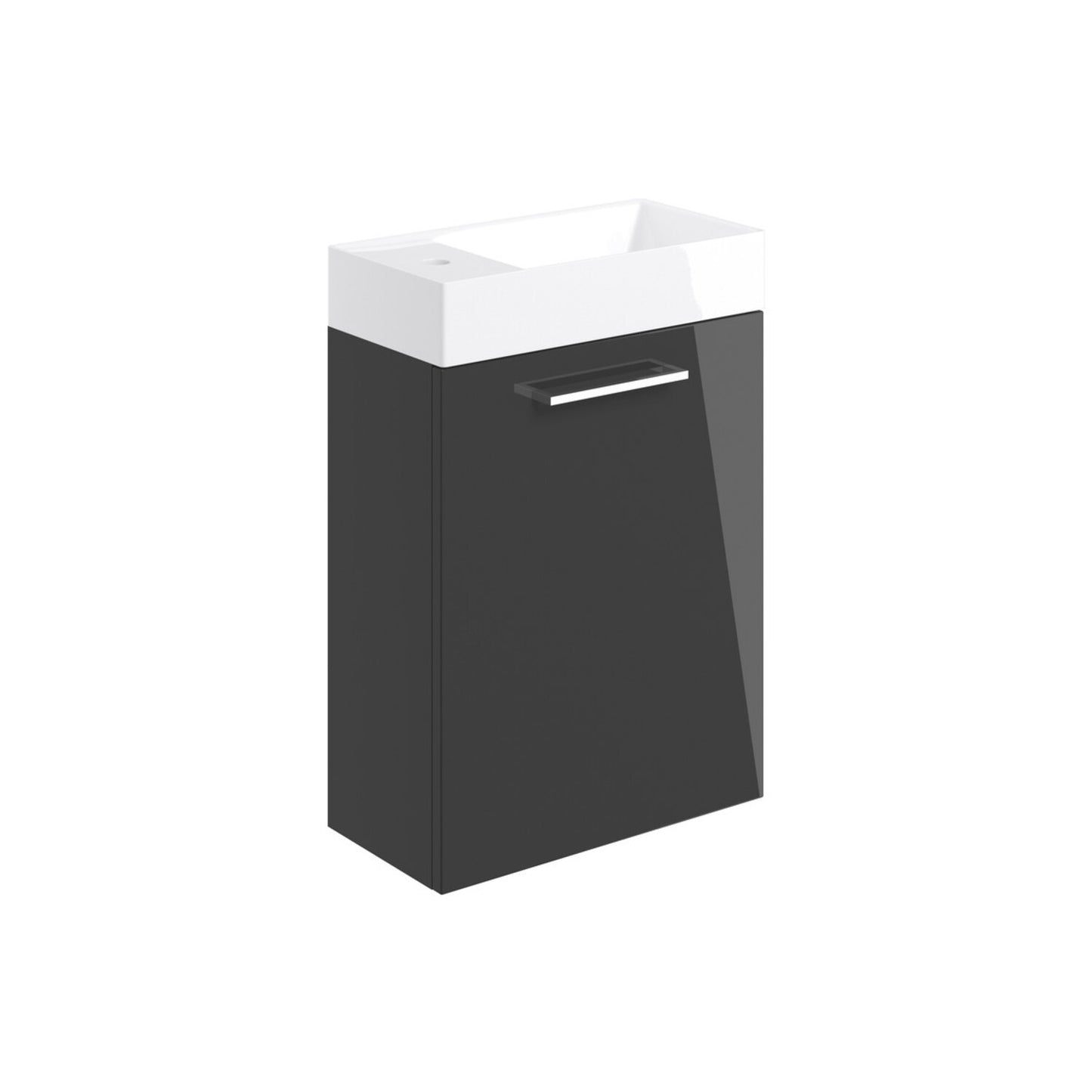 Zenari 410mm Wall Hung 1 Door Basin Unit & 1 Tap Hole Basin - Anthracite Gloss