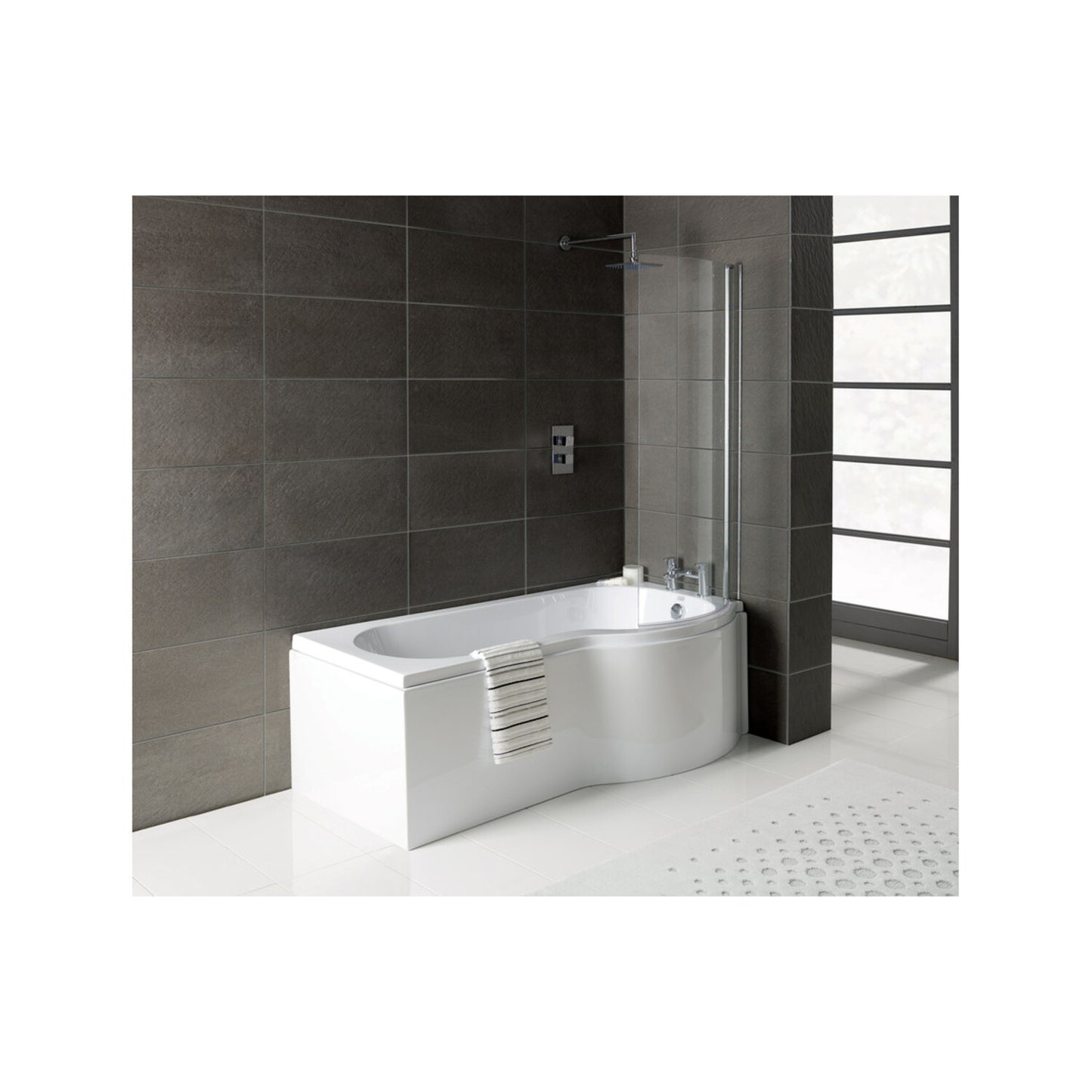 P-Shape Single End 0 Tap Hole Bath Only L 1700 X W 700-850 X H 410mm