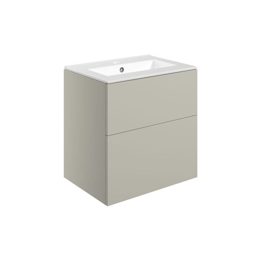 Tavira 610mm Wall Hung 2 Drawer Basin Unit & 1 Tap Hole Basin - Matt Latte