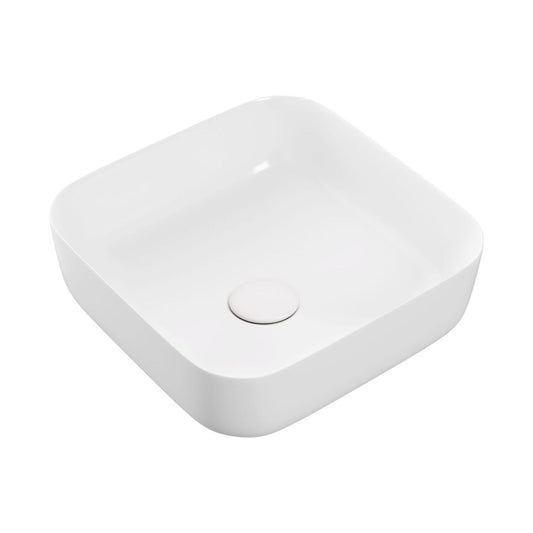Liora 400mm Ceramic Square Washbowl & Waste - Matt White