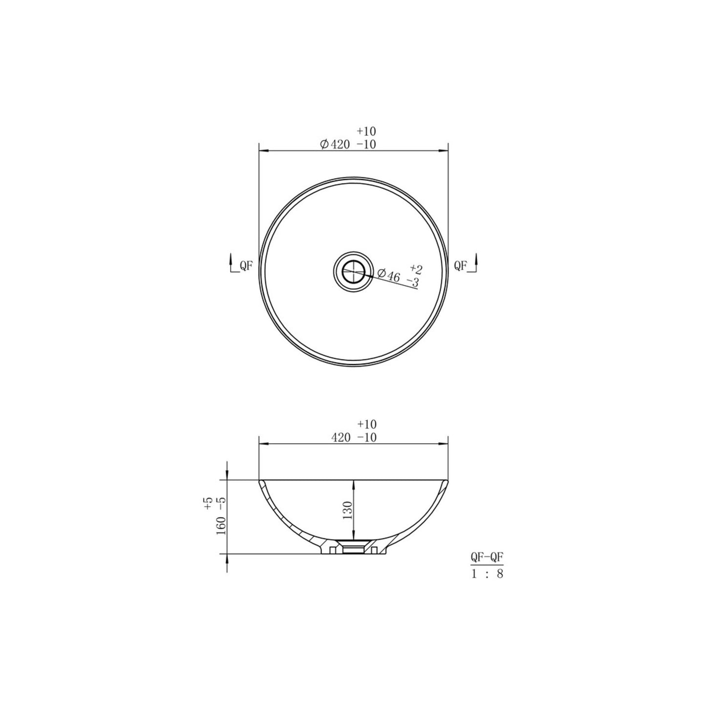 Seluna 410mm Round Washbowl