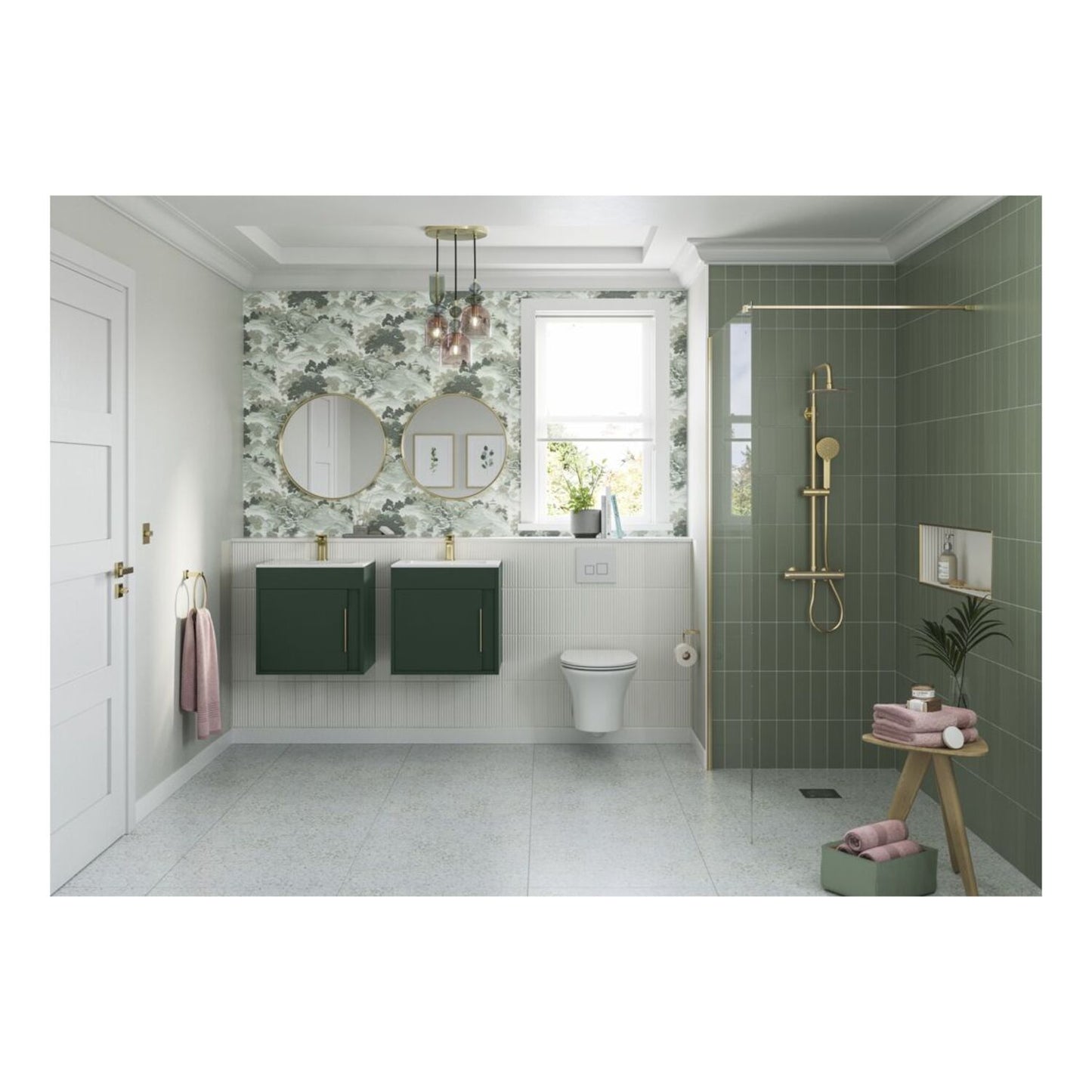 Kavena 510mm Wall Hung Unit Inc. Basin - Matt Antique Rose