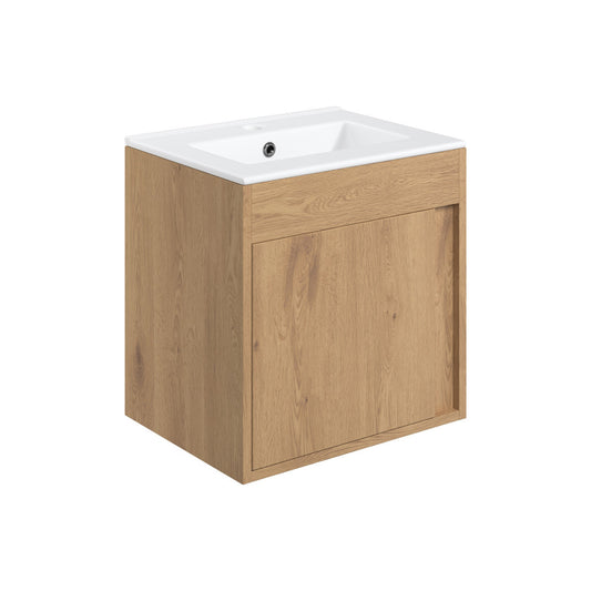 Kavena 510mm Wall Hung Unit Inc. Basin - Seville Oak