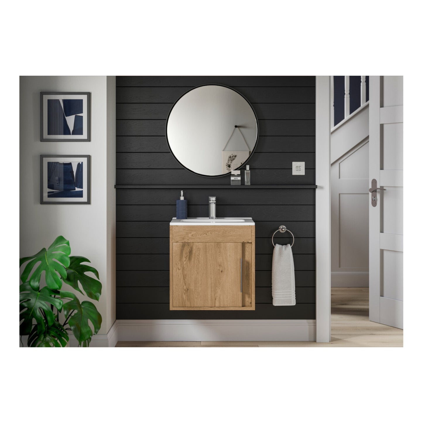 Kavena 510mm Wall Hung Unit Inc. Basin - Seville Oak