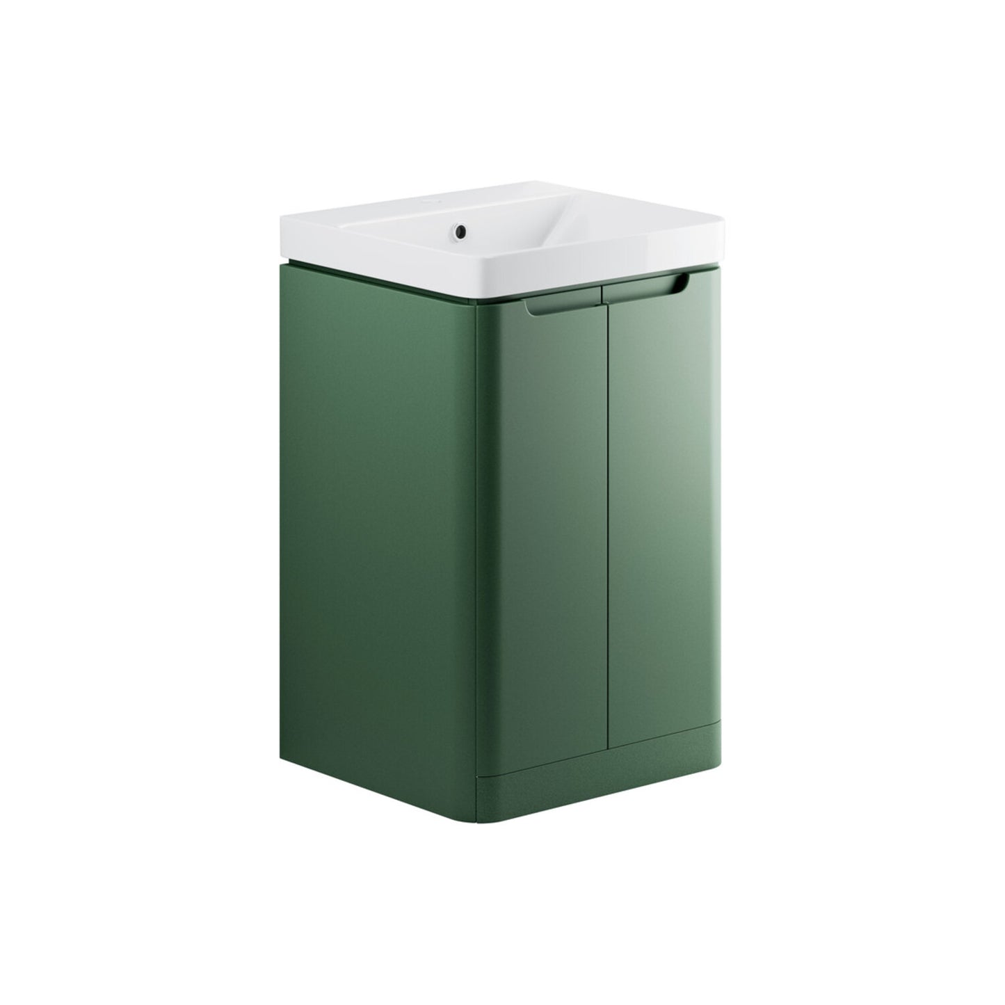 Nuvoro 500mm 2 Door Floor Standing Cloakroom Basin Unit - Matt Sage Green