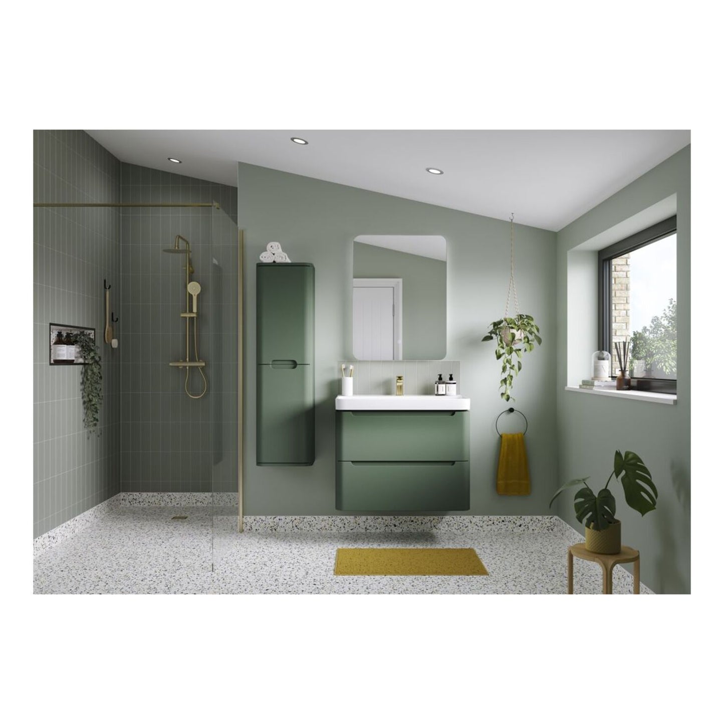 Nuvoro 500mm 2 Door Floor Standing Cloakroom Basin Unit - Matt Sage Green