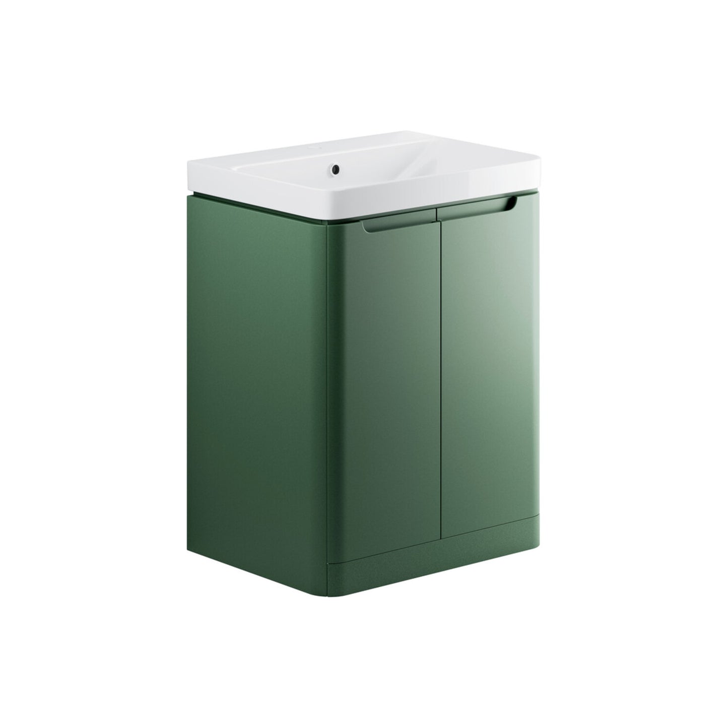 Nuvoro 605mm 2 Door Floor Standing Basin Unit - Matt Sage Green