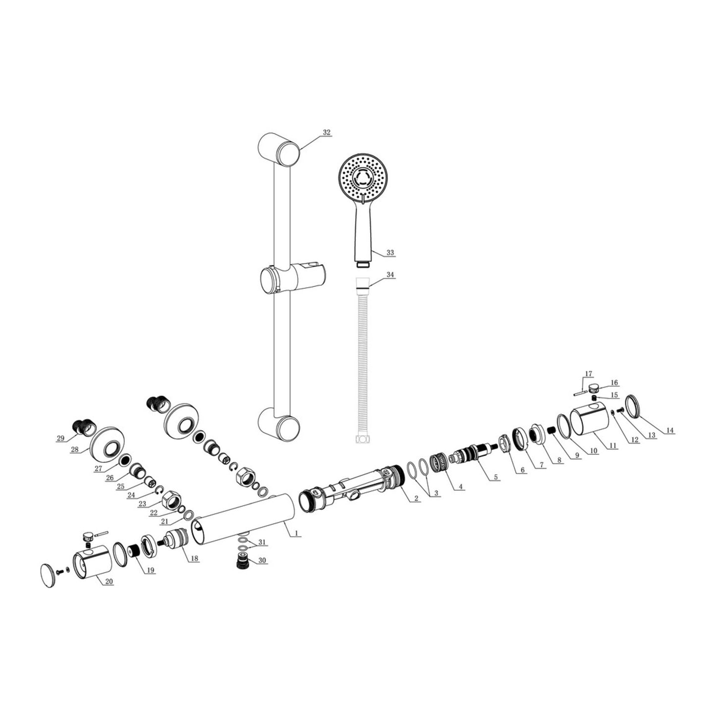 Serion Cool-Touch Thermostatic Bar Mixer Shower - Chrome