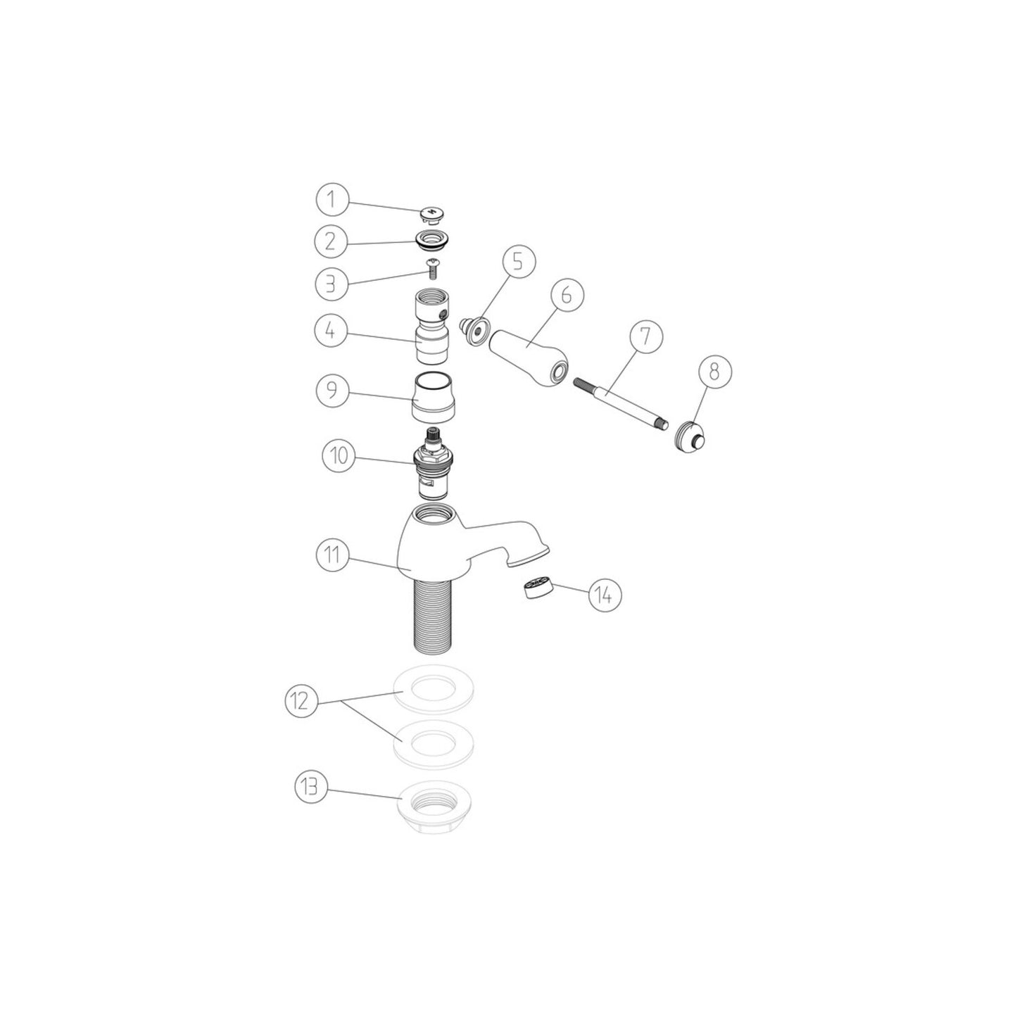 Lunet Basin Pillar Taps - Chrome