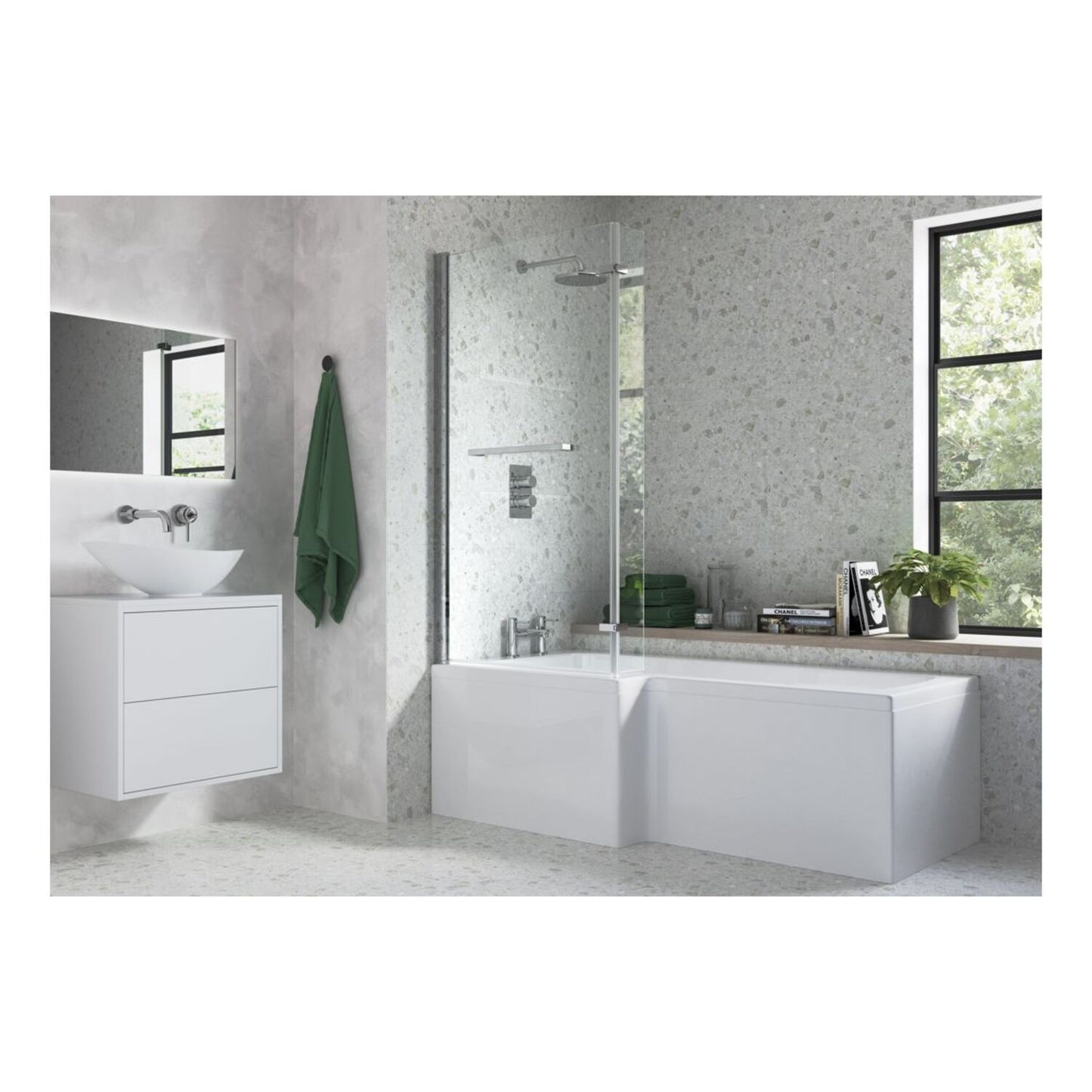 Vessari L Shape 0 Tap Hole Shower Bath Pack L 1700 X W 850 X H 560mm