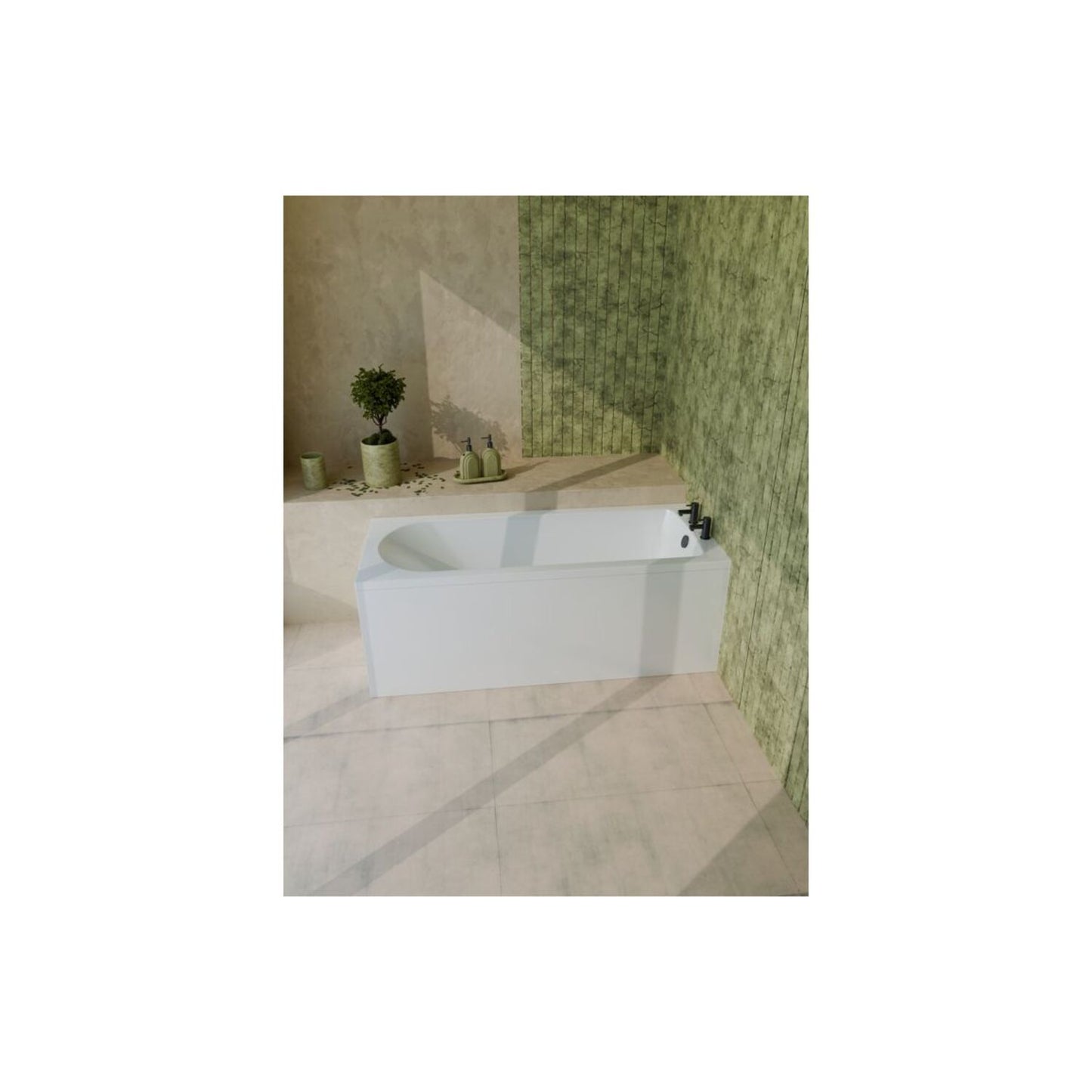 Yavari D Shape Single End SUPERCAST 1700x700x550mm 2 Tap Hole Bath w/Legs