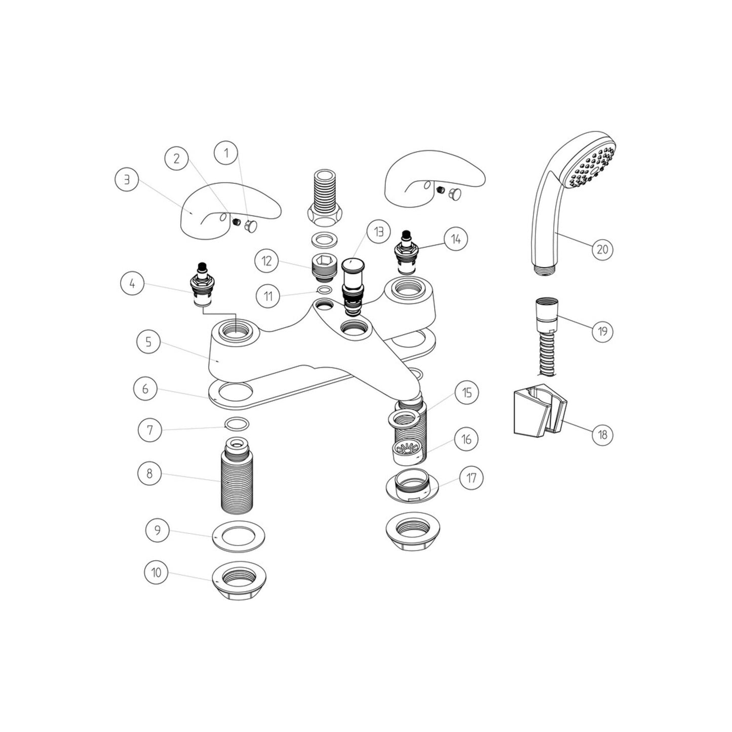 Novira Low Pressure Bath/Shower Mixer - Chrome