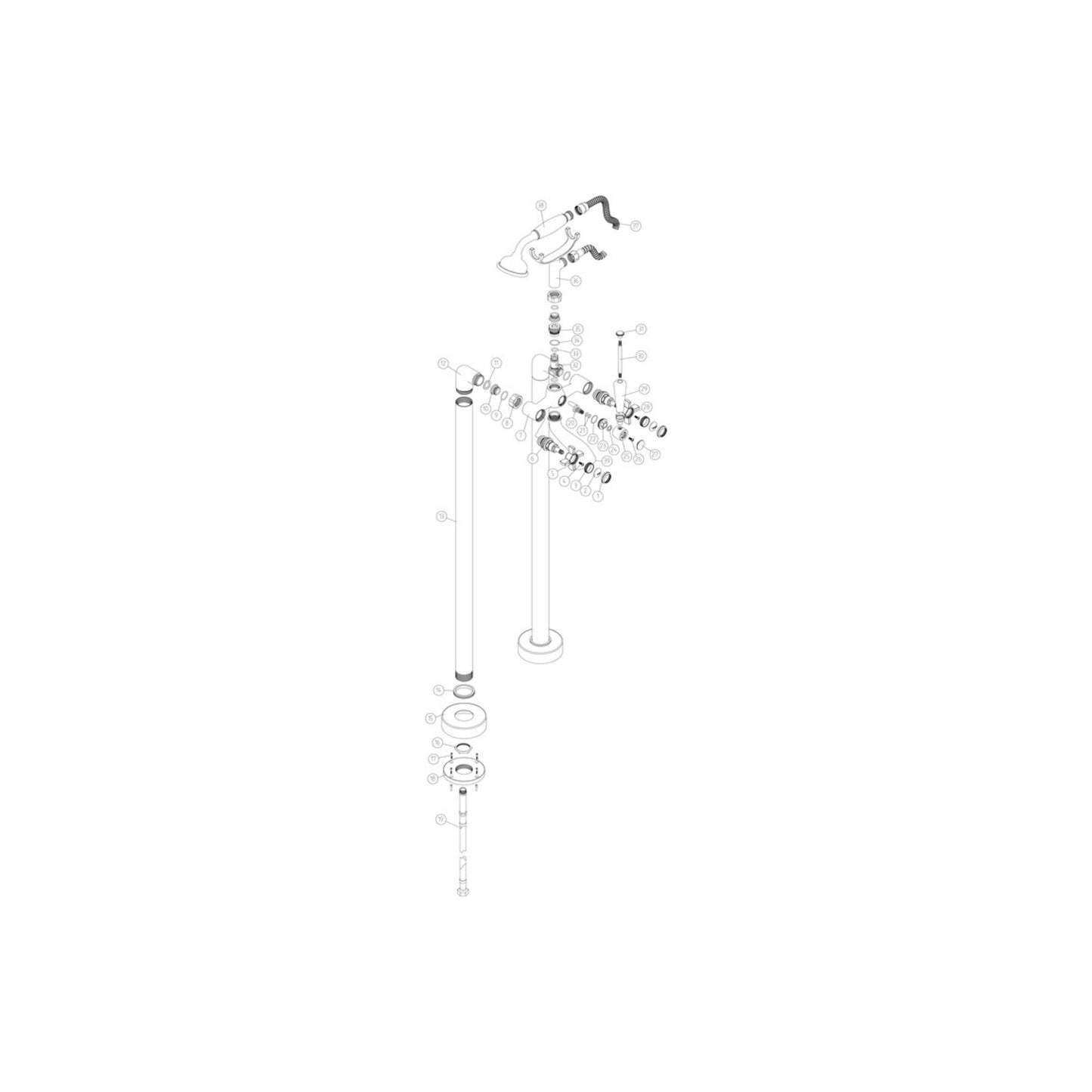 Elvra Floor Standing Bath/Shower Mixer - Chrome