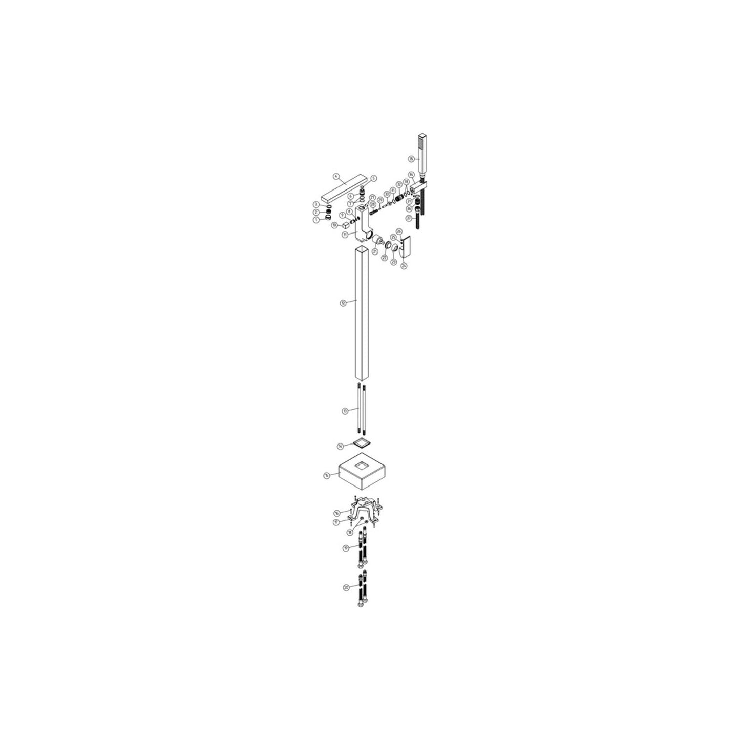 Yunel Floor Standing Bath/Shower Mixer - Chrome