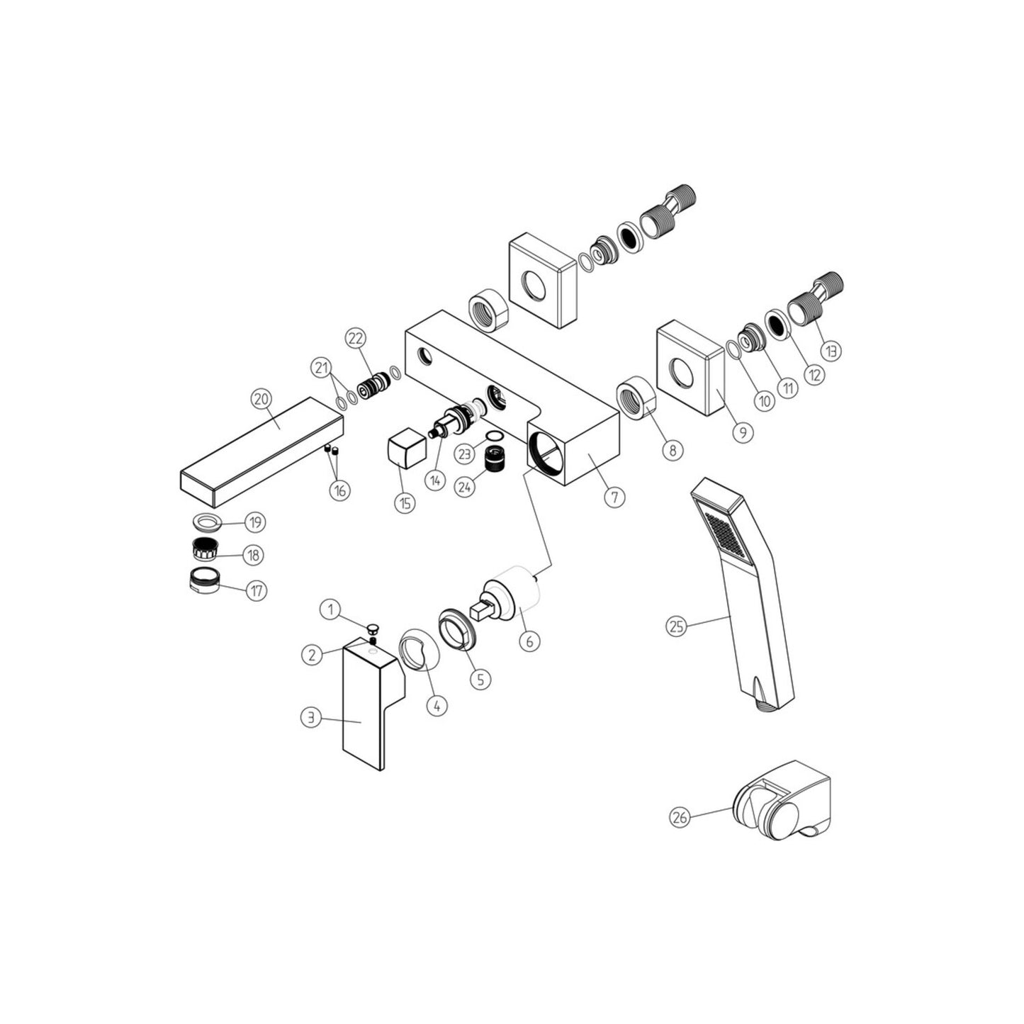 Yunel Wall Mounted Shower Mixer & Shower Kit - Chrome