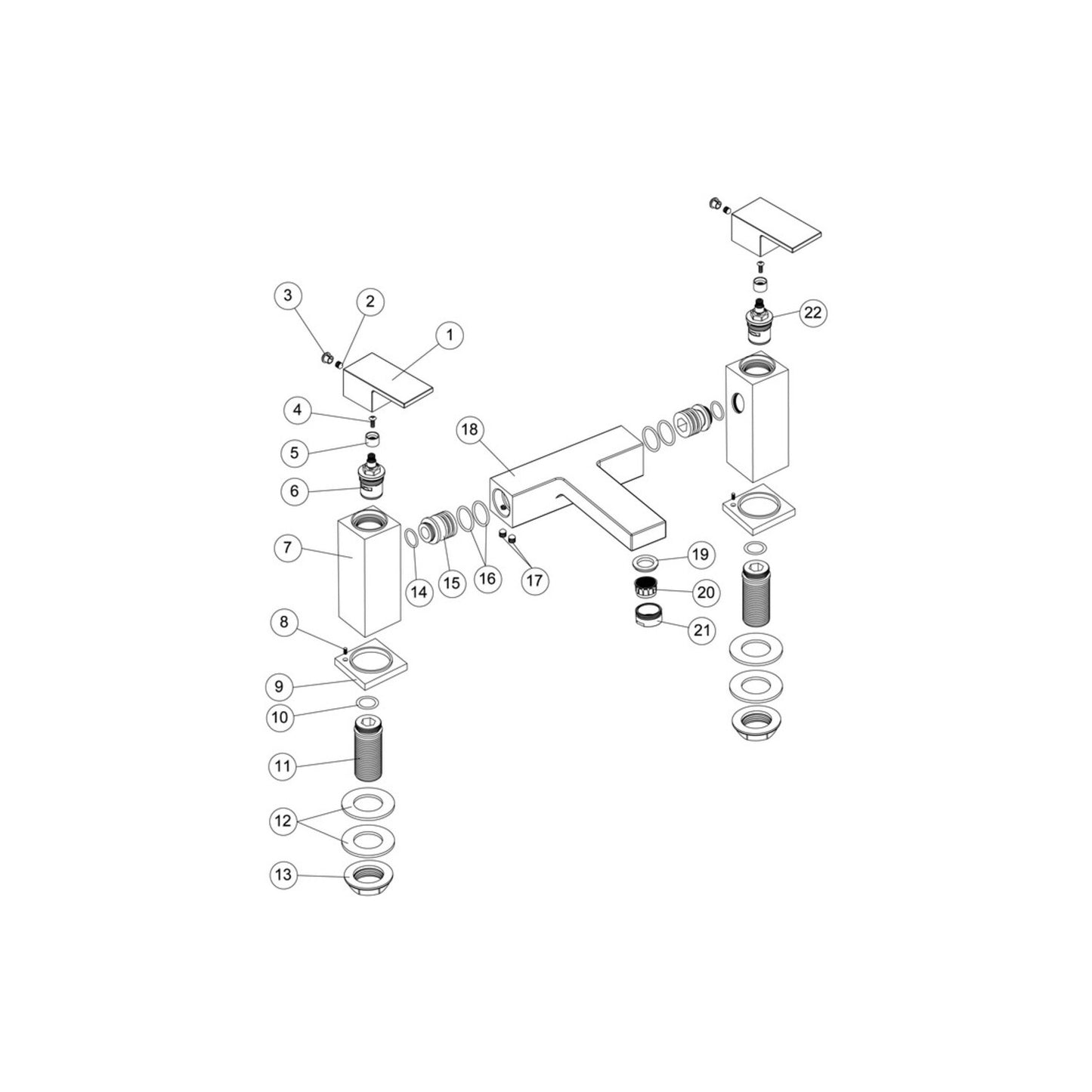 Yunel Bath Filler - Chrome