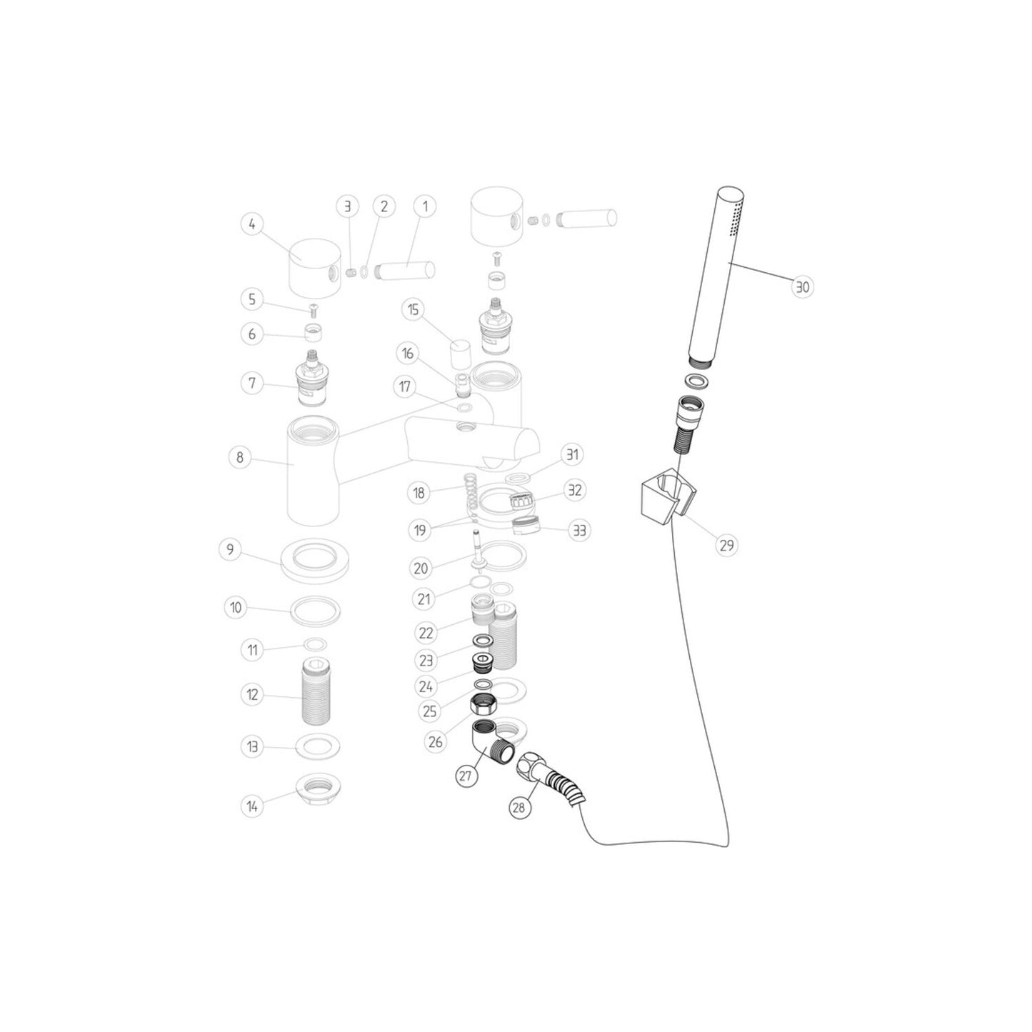 Isari Bath/Shower Mixer & Bracket - Chrome