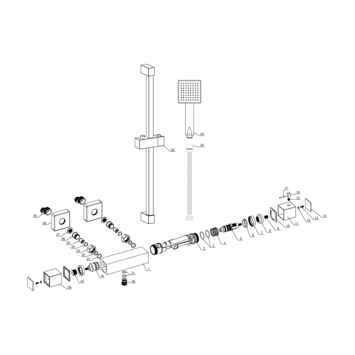 Auralen Cool-Touch Thermostatic Bar Mixer Shower - Chrome