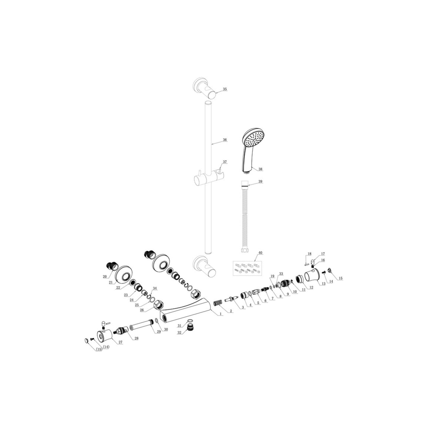 Orren Thermostatic Bar Mixer Shower - Chrome
