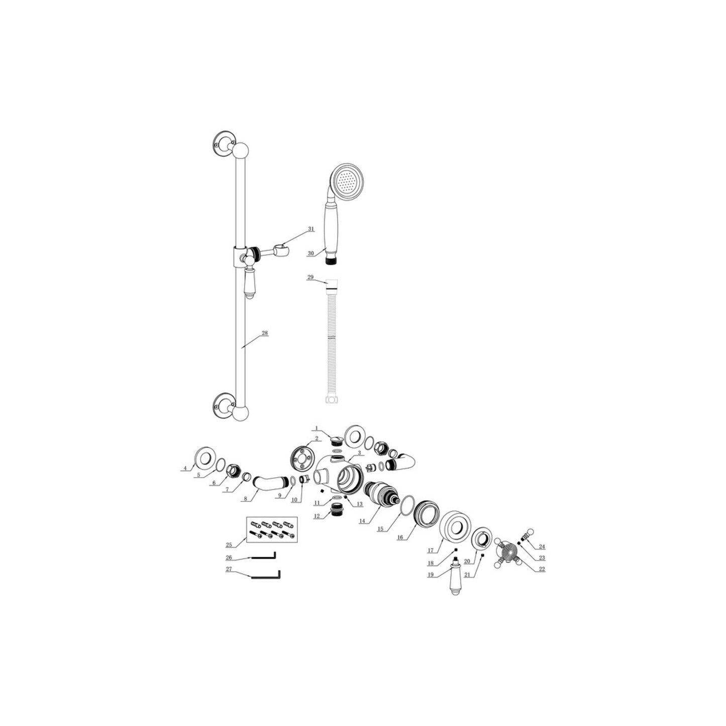 Cirava Concentric Single Outlet Shower Valve & Riser Kit Pack 1