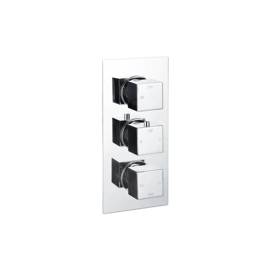 Delvyn Thermostatic Three Outlet Triple Shower Valve - Chrome