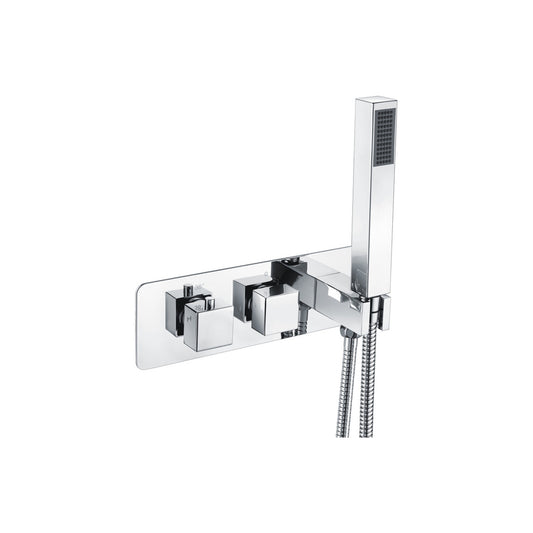 Isuno Thermostatic Two Outlet Shower Valve w/Handset - Chrome