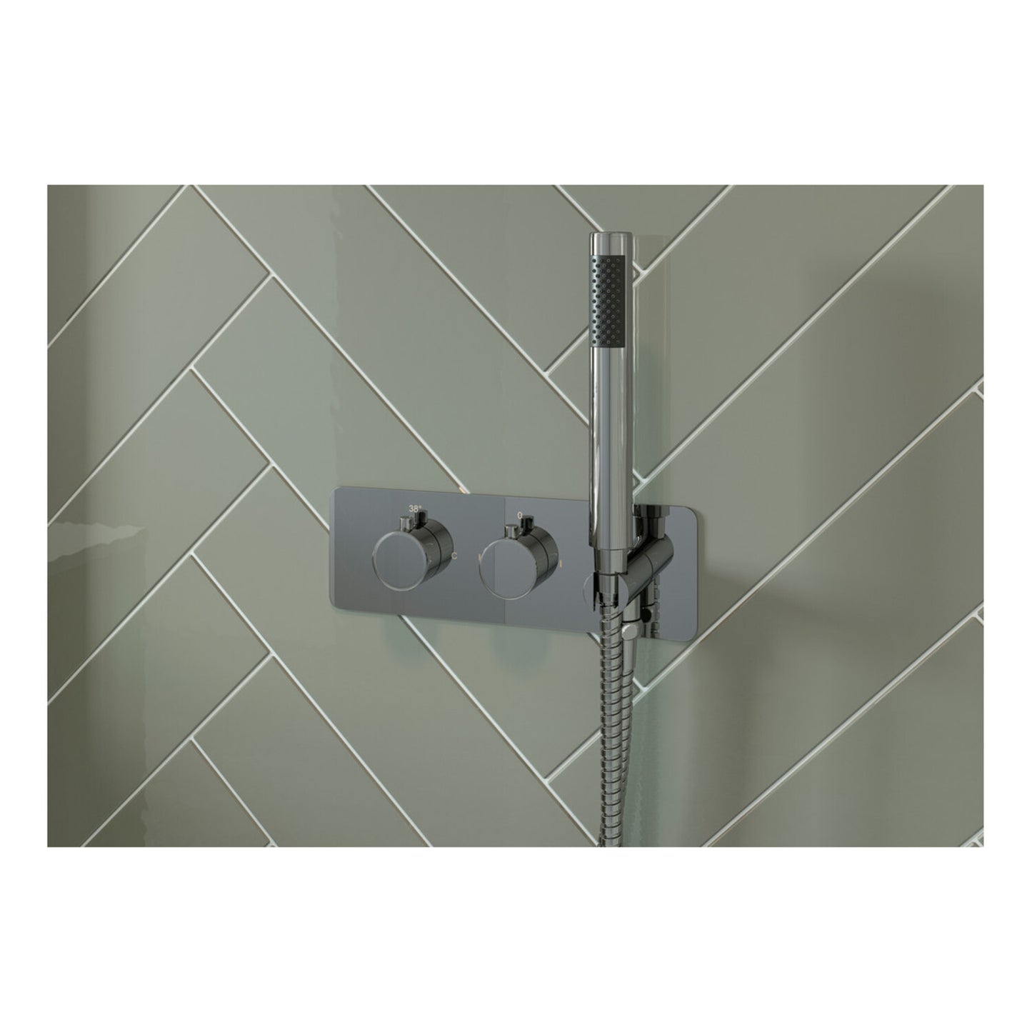 Fluvin Shower Pack One - Two Outlet Twin Shower Valve w/Handset & ABS Overhead - Chrome
